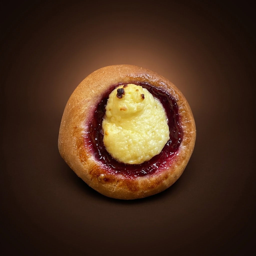 Gudeliai Vatruškos (Curd Cheese Buns Apricot and cherry)